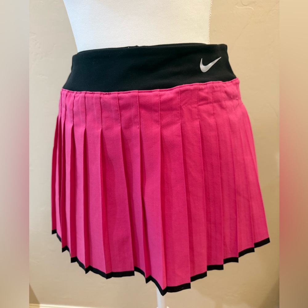 Nike Pink Pleated Skater Skirt with Black Waistband